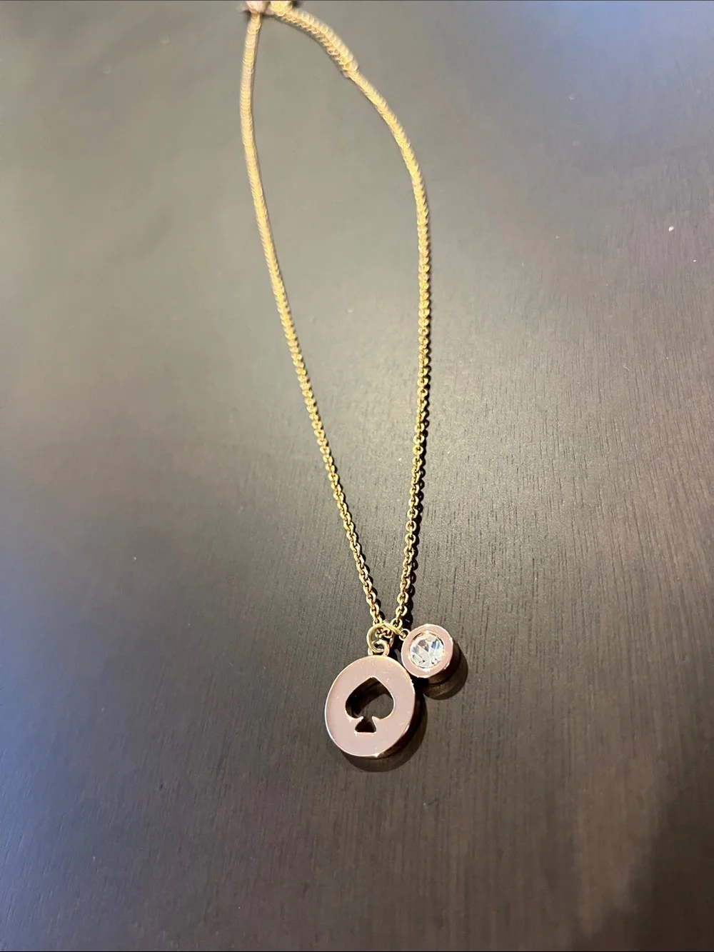 Rose Gold Kate Spade Pendant Necklace with Crystal Accent